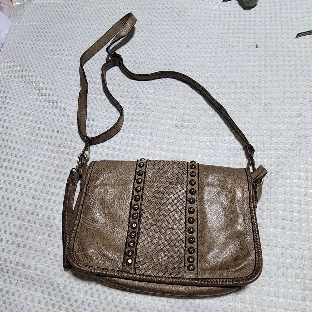 GENUINE LEATHER MADE IN ITALY WOVEN CROSSBODY BAG